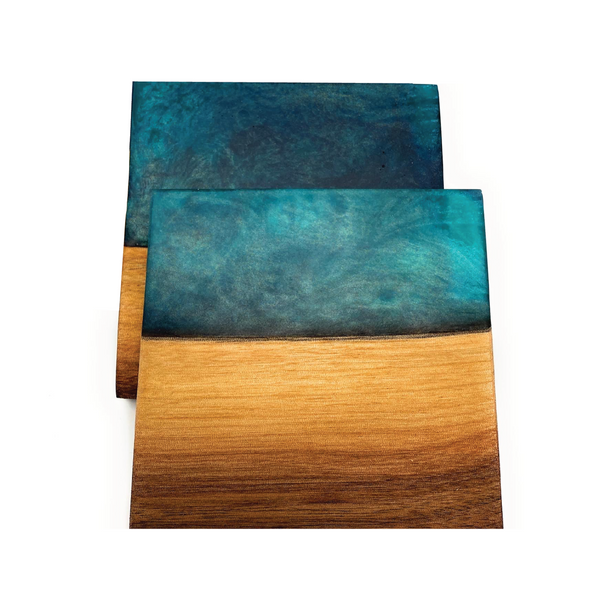 Bora Bora Blue and Black Resin Coasters