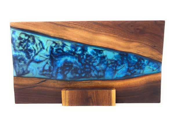 "Ice Blue Dragon Egg" Walnut Wall Art